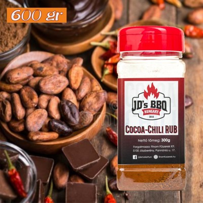88506854 COCOA-CHILI, JD’s BBQ koreninová zmes chilli a kakao 600 g praktická korenička
